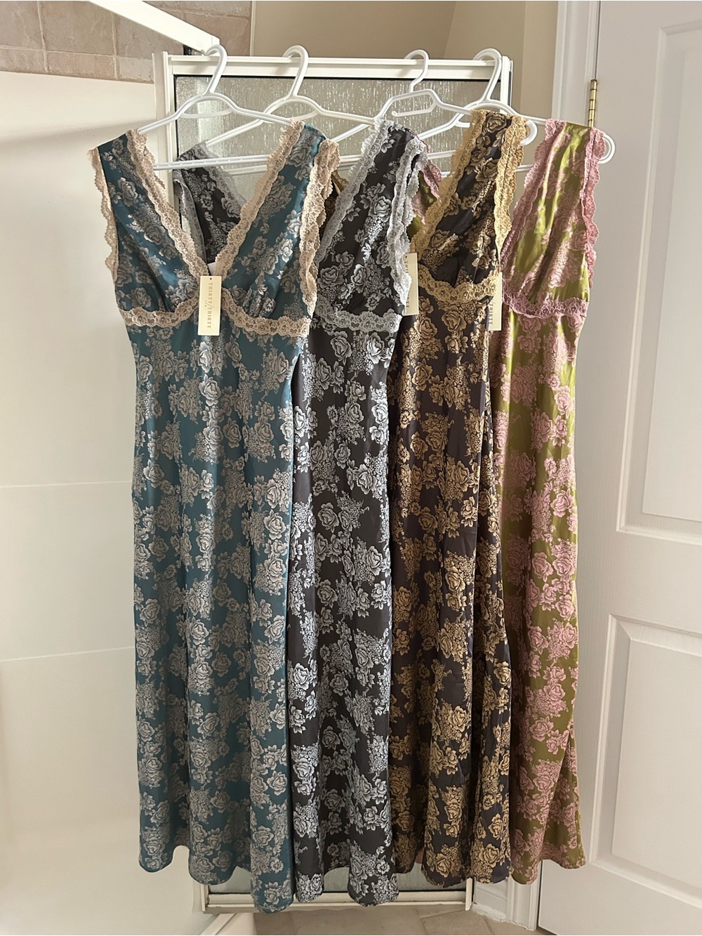 NWT THIRTY THIRTY LA Floral Lace-Trim Slip Maxi Dress, Size Large (4 available)